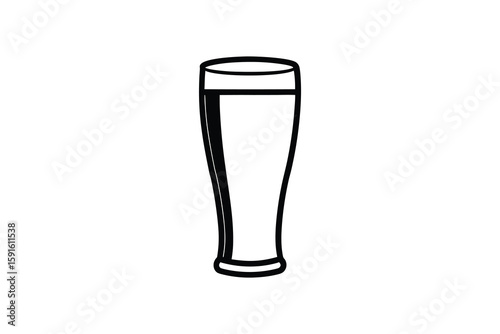Elegant Beer Glass Illustration with Clean Lines and Minimalist Design Perfect for Brewery Branding and Bar Menus silhouette minimalist illustration beer glass The