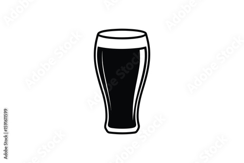 Elegant Pint Glass Illustration with Dark Liquid Filling Presented in a Clean and Modern Silhouette Style Isolated on White Background silhouette simple yet