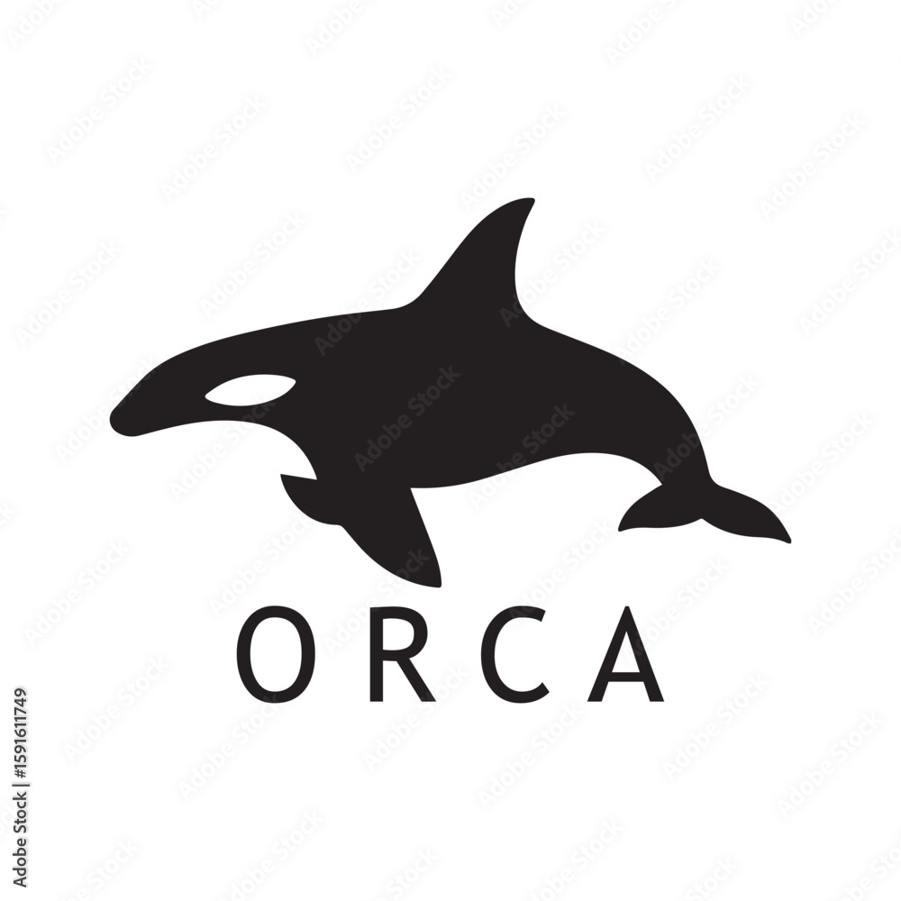 Fototapeta premium Iconic Killer Whale Logo Using Black Flat Graphics