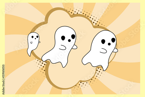 Cute ghost illustration vector design. EPS 10