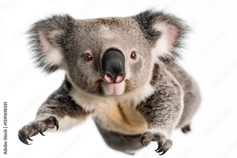 Fototapeta premium Koala marsupial wildlife portrait in natural Australian habitat, showcasing unique animal features