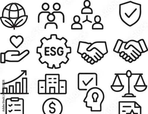 E S G icons set environmental social governance business concepts