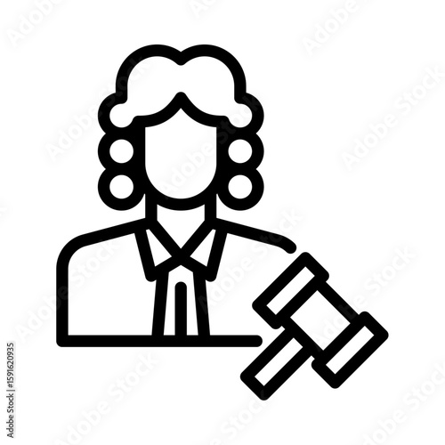 Judge outline icon. justice black line illustration.