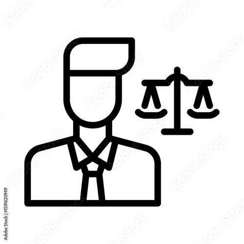 Lawyer outline icon. advocate black line illustration.