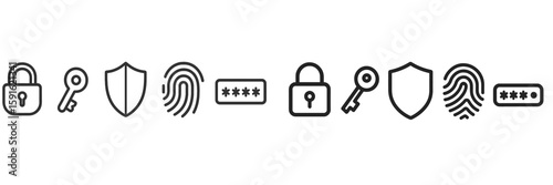 Visual representation of various security symbols emphasizing protection, privacy, and access control in digital spaces