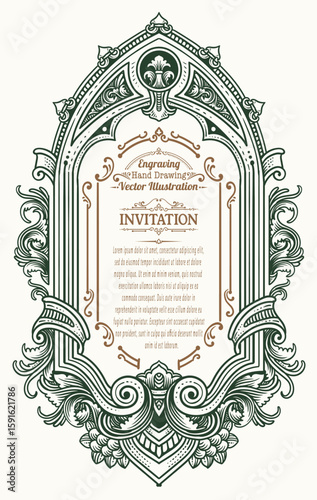 Illustration vintage engraving ornament frame. Perfect for certificates, invitations, or luxury branding.