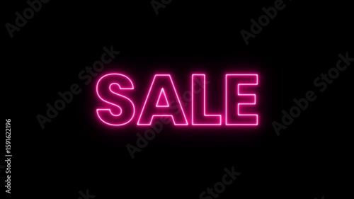 Bright Pink Neon Sale Sign Against a Black Background