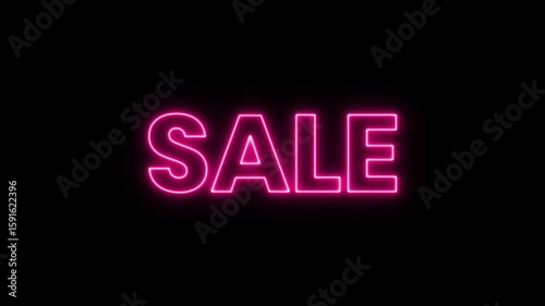 Neon Blue and Pink Sale Sign on Black Background for Retail Promotion
