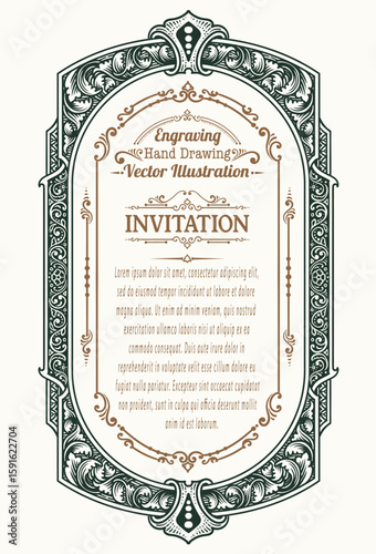 Highly detailed vintage engraving vector frame with intricate ornate and floral patterns. Perfect for certificates, invitations, or luxury branding.