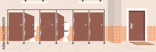 Toilet illustration. Public toilet. toilet doormat. Restroom mirror. Restroom design. Restroom decoration. 