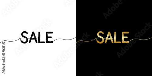 "Sale' text pencil drawing, isolated vector image, two design variants - on transparent and black background