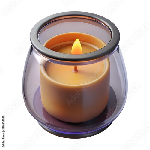 Glass Jar Candle with Flame – 3D Cozy Home Decor Element