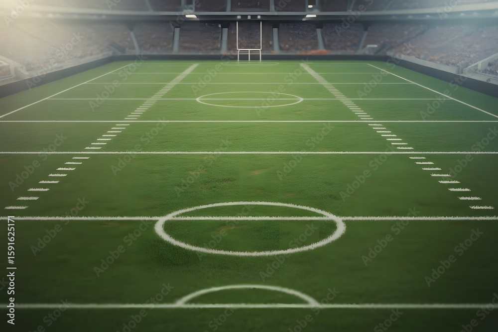 Fototapeta premium Highly Realistic 3D Football Field – Top View Stadium Grass Texture