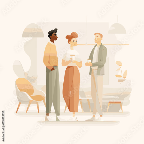 Office environment with a light breakfast break for relaxed work atmosphere