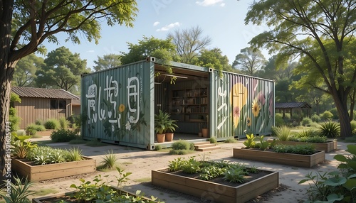 Upcycled Shipping Container Home with Garden and Outdoor Library
