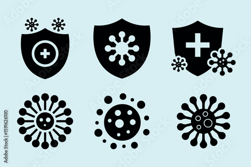 web virus solid icon set .Bacteria, microbe, virus, Coronavirus vector fill icon .vector illustration
