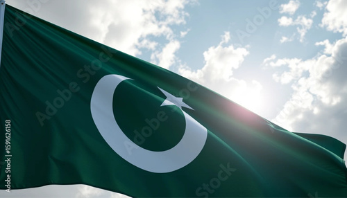 waving national flag of pakistan full frame