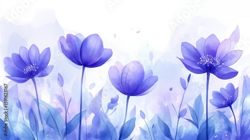 Pastel Plum Flower Arrangement in Watercolor Style with Soft Details and Light Airy Background