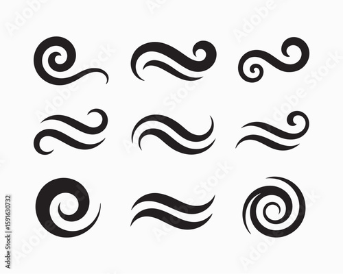 Elegant swirl, spiral and flourish vector set, Swirls spirals and Flourishes illustration, Decorative Ornamental Design Elements for Tattoo, Pattern, and Art