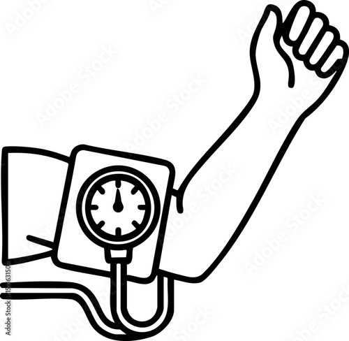 Minimalist blood pressure check icon. A simple vector graphic for medical clinics, wellness apps, and healthcare instruction manuals
