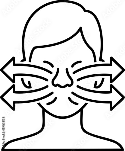 Minimalist nasal congestion icon. A simple vector graphic for illustrating symptoms of a cold, flu, or pollen allergies for medical use