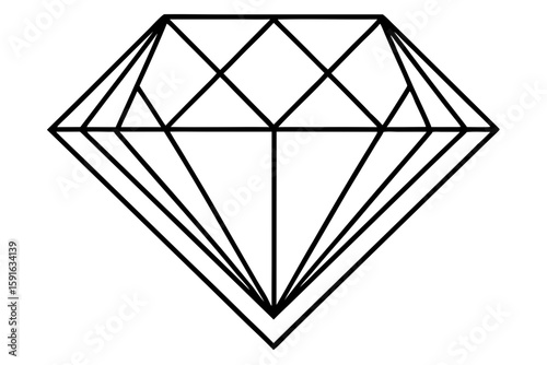 **Title:** Geometric Diamond Outline: Elegant Gemstone Illustration for Modern Design Projects