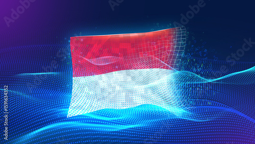 Φωτογραφία indonesia A futuristic digital background merging with a national flag symbol, representing the concept of technology, innovation, and digital transformation while preserving cultural identity