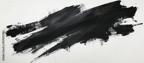 Abstract black paint stroke on white