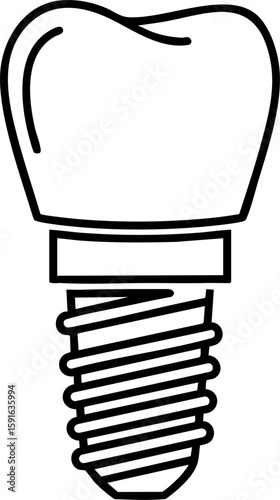 Tooth implant and restoration symbol. A medical icon representing oral health, prosthetics, and the replacement of a missing tooth for a healthy smile.