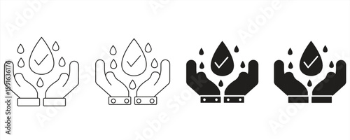 Dermatologically tested icon on hand label with water logo, dermatological testing icon and dermatological clinic, healthy and allergy-free business concept, isolated on white background, vector illus