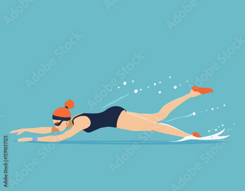 Swimmer girl in start position