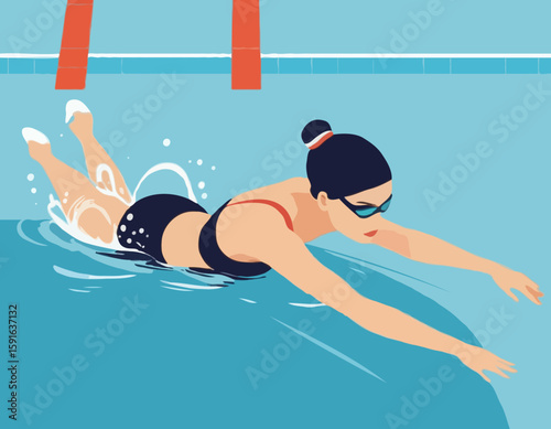 Swimmer girl in start position