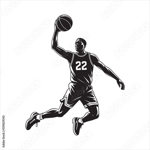 basketball player jumping silhouette