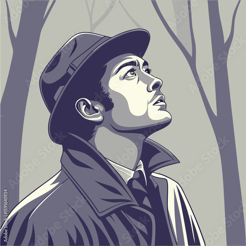 Digital Painting of a Mysterious Man with Deep Expression