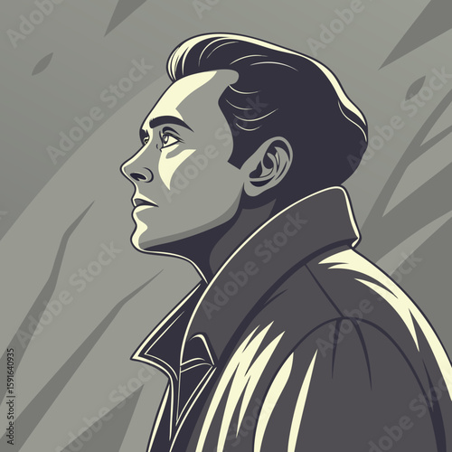 Digital Painting of a Mysterious Man with Deep Expression
