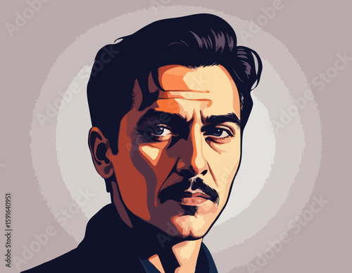 Digital Painting of a Mysterious Man with Deep Expression