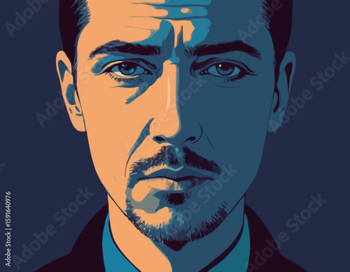 Digital Painting of a Mysterious Man with Deep Expression
