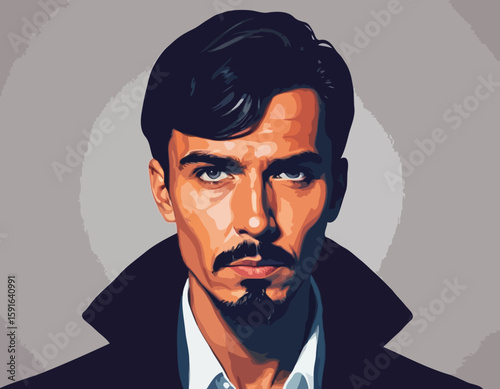 Digital Painting of a Mysterious Man with Deep Expression