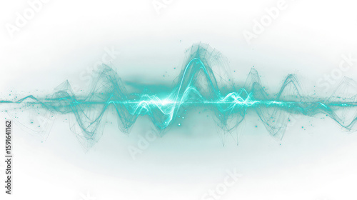 Glowing polygonal waveform with depth layers and specular highlights for transparent overlay effects and contemporary dashboard interface design