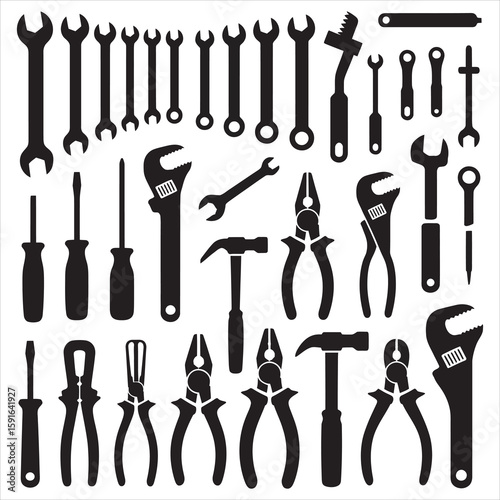 set of tools silhouettes