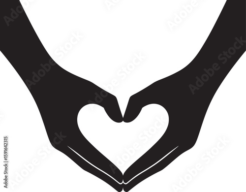 Hands forming a heart shape symbolize love and care in a graphic design for friendship and affection