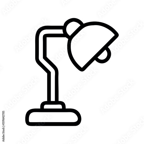 Black outline of a desk lamp with adjustable head table lamp light