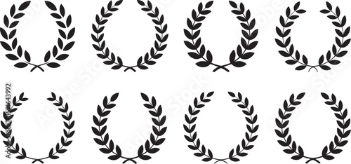 Elegant black laurel wreaths create a classic, decorative element perfect for awards, heraldry, and refined design projects.