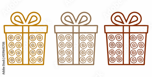 Swirl ornament vector set in pastel gift wrap style