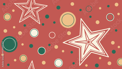 A vibrant pattern featuring stars and circles in earthy tones, perfect for festive design projects.