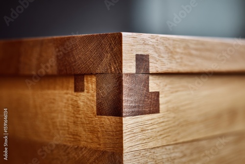 Close-up of wooden corner joinery