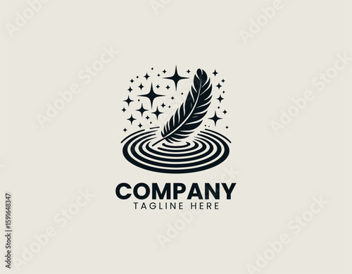 Light Feather Floating Water Surface Serene Dream Comfort Vector Logo Design