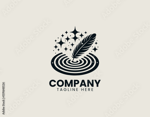 Light Feather Floating Water Surface Serene Dream Comfort Vector Logo Design