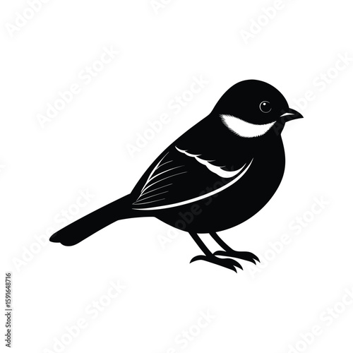 A chickadee bird silhouette vector illustration.