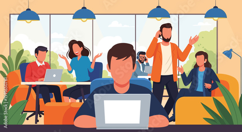 Diverse team collaborating in a modern office, ideal for website banners or business presentations.